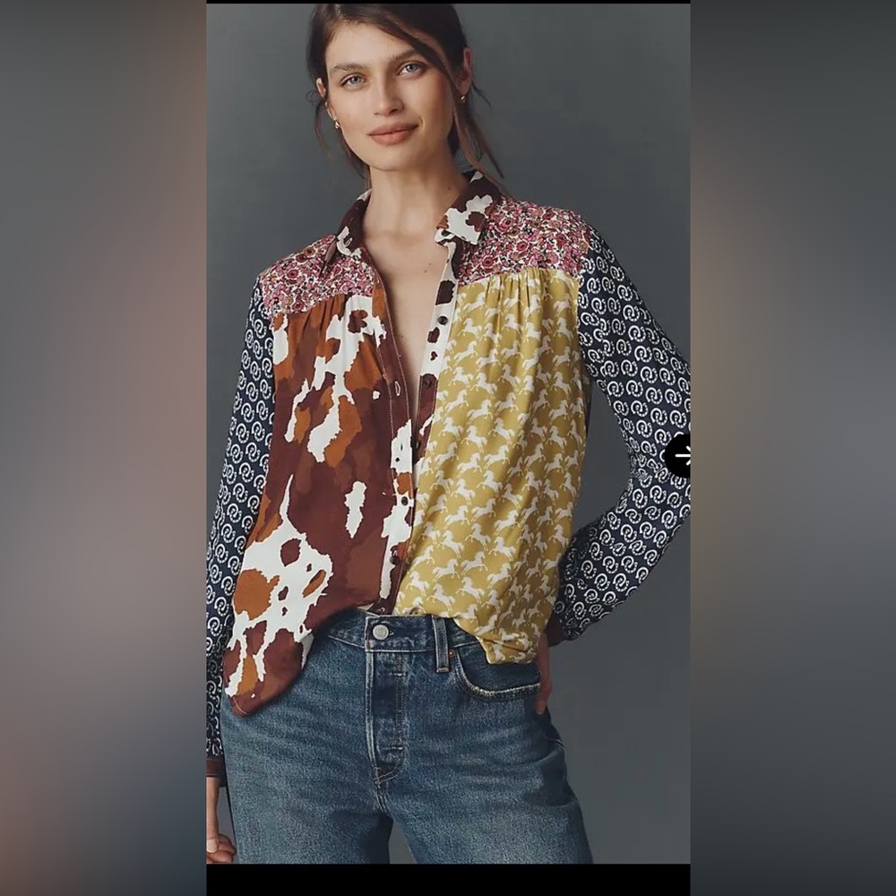 Anthropologie Maeve Paz Button Down Blouse - Large- New With Tags